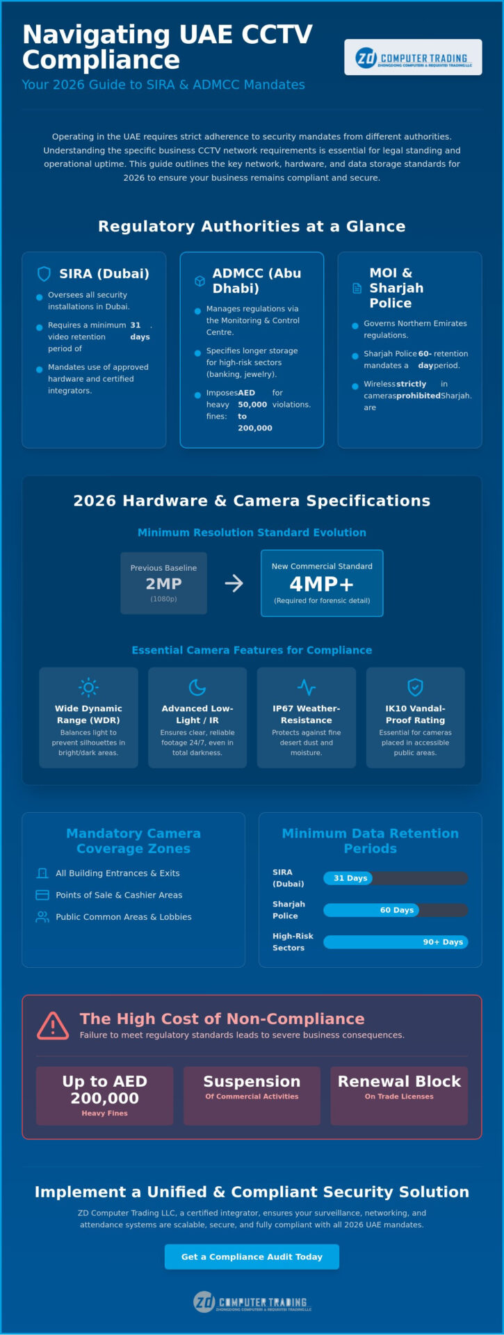 Comprehensive Business CCTV Network Requirements in the UAE (2026)